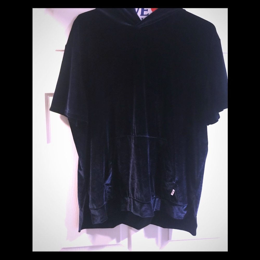 Men’s Velour Navy Blue Hooded shirt